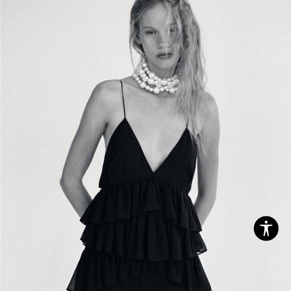 Zara NWT black midi ruffle dress - Picture 11 of 12